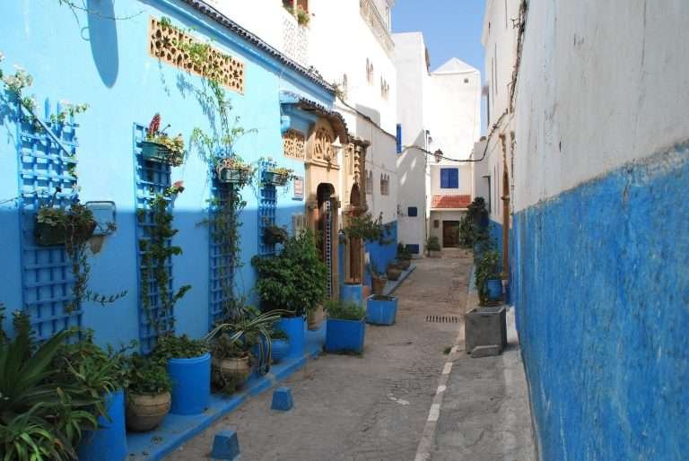 Blue alley in the Kasbah of the Udayas in Rabat, Morocco