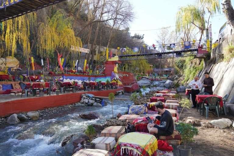 Riverbank cafe in Ourika Valley, Morocco