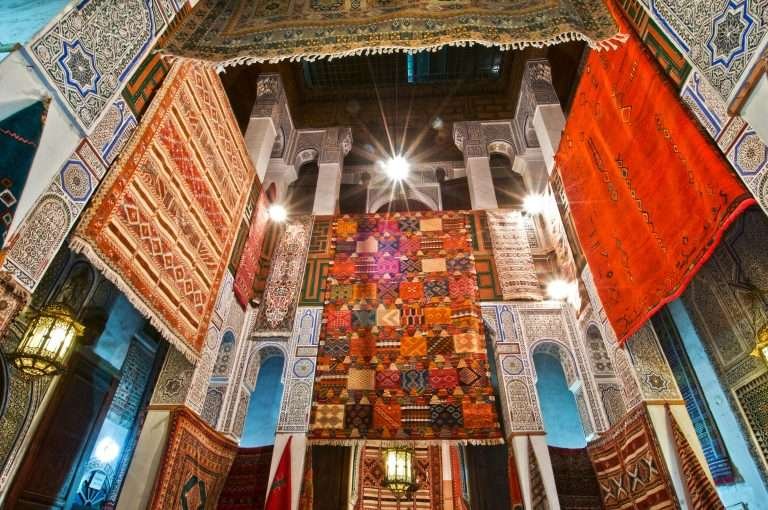 Rug and carpet market in Fes, Morocco