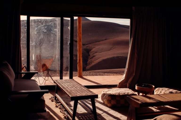 Morning at a luxury desert camp in Agafay, Morocco