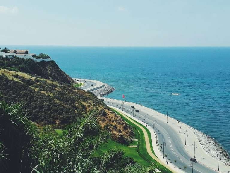 Tangier coastal road and sea cliffs in northern Morocco