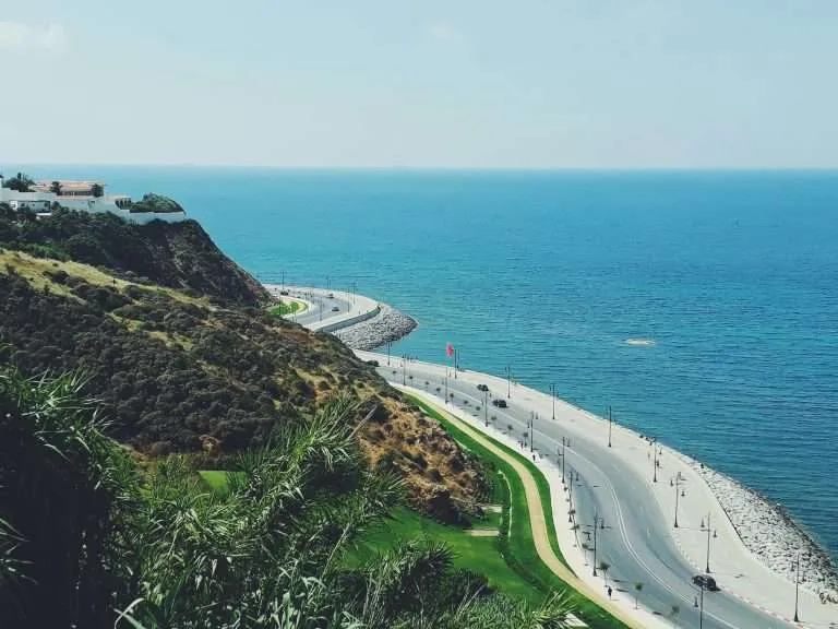 Tangier coastal road and sea cliffs in northern Morocco