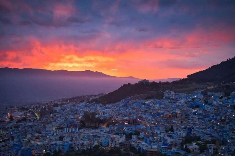 Sunset over Chefchaouen, Morocco's Blue City